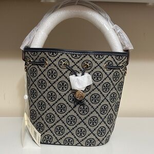 Tory Burch Black and Tan Patterned Shoulder Bag